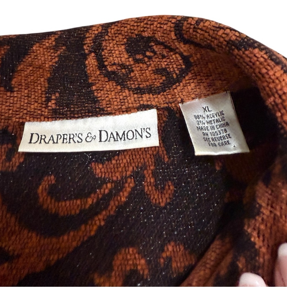 Vintage Burnt Sienna & Black Swirl Pattern Embrodered Blazer Shacket - Picture 10 of 11